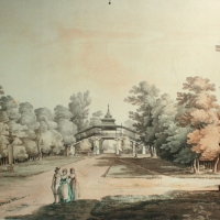 Akwarela Zygmunta Vogla z 1785 roku przedstawiająca Most Chiński