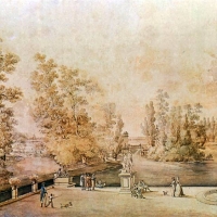 Widok parku z tarasu przed pałacem
