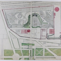 Plan zachodniej części parku z projektem ogrodu owocowego na terenie dawnej wsi Ujazdów